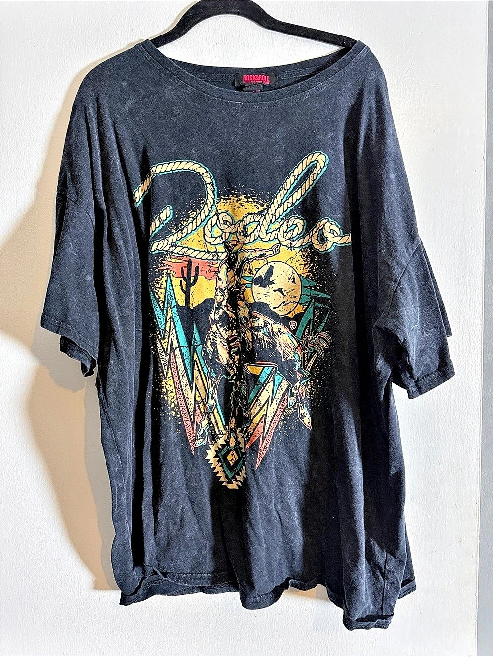 Rock & Roll Denim Rodeo Graphic Tee Black & Multi Size 2X - Picture 1 of 3